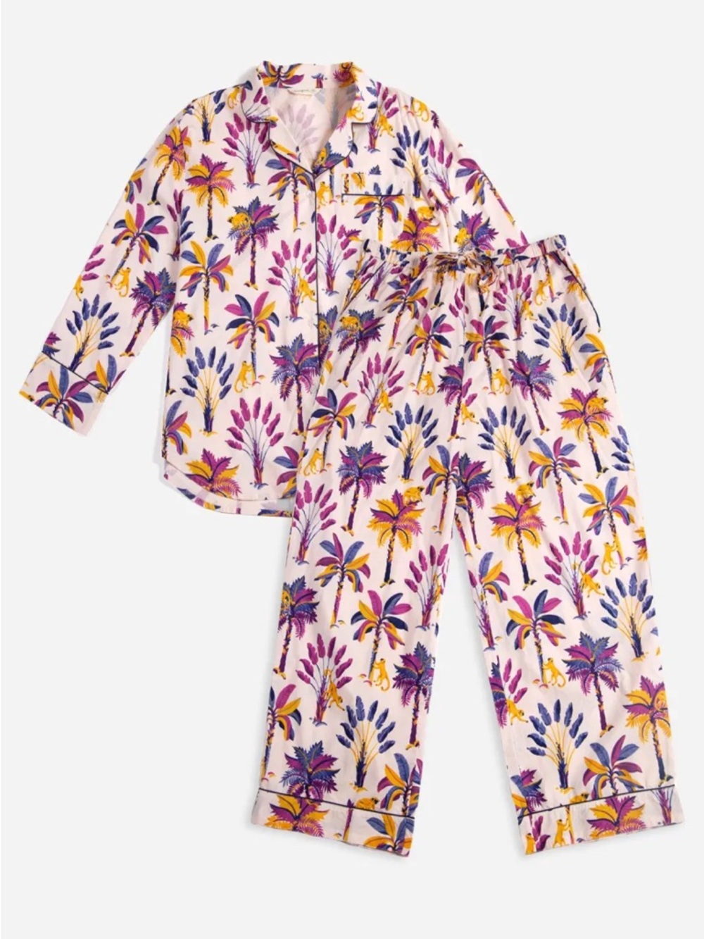 Printfresh Bagheera Jungle Monkey Pajama Set Long Sleeve Pants Size L